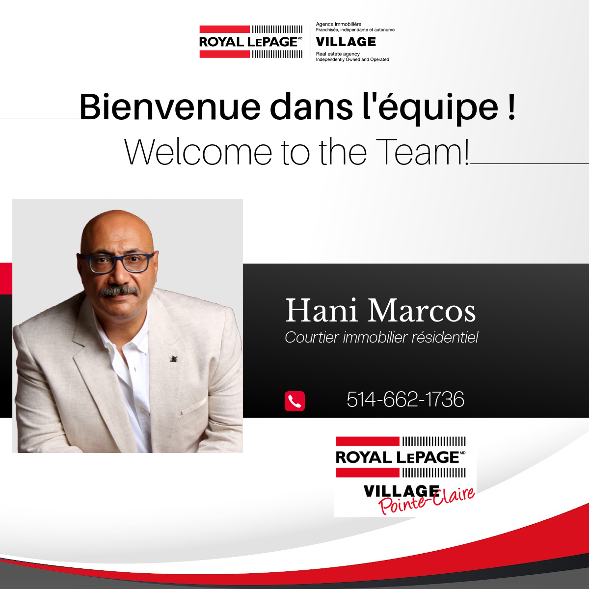 Hani Marcos Courtier Immobilier Royal LePage Village Real Estate Broker